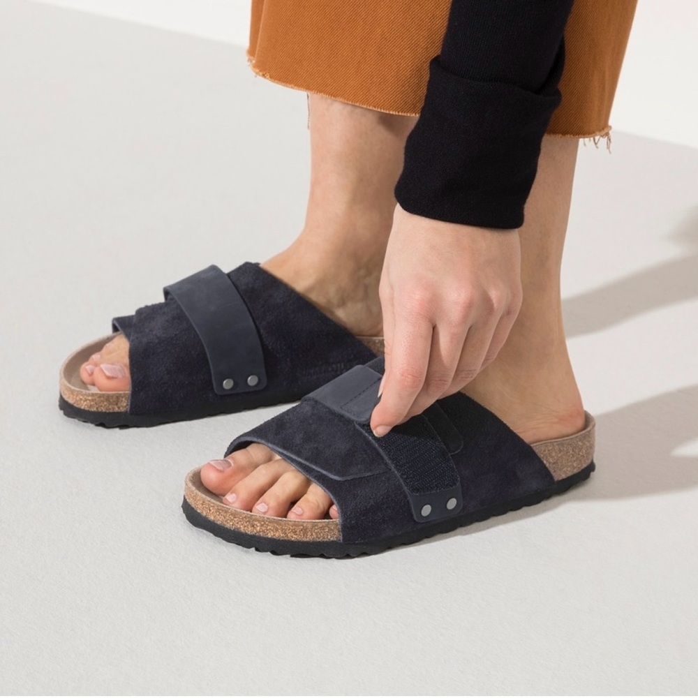 Birkenstock Kyoto Sandals, Black Suede, size 38 - Picture 2 of 11